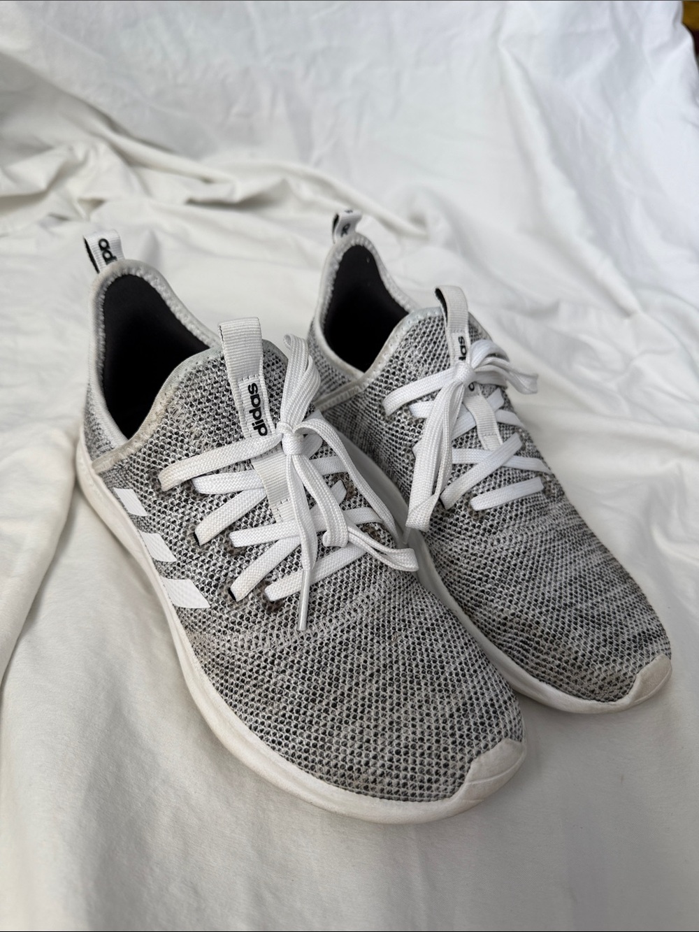 adidas women’s Knit Sneaker in White and Gray